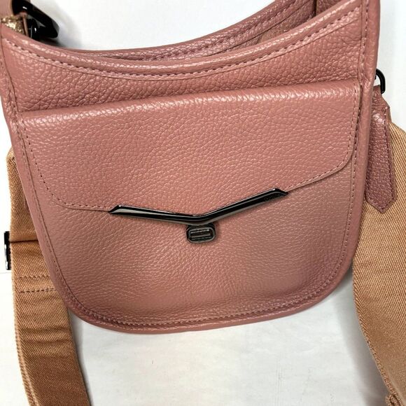 Valentina Botkier Saddle Leather Hobo Blush Pink Crossbody Shoulder Bag Womens - Picture 3 of 11